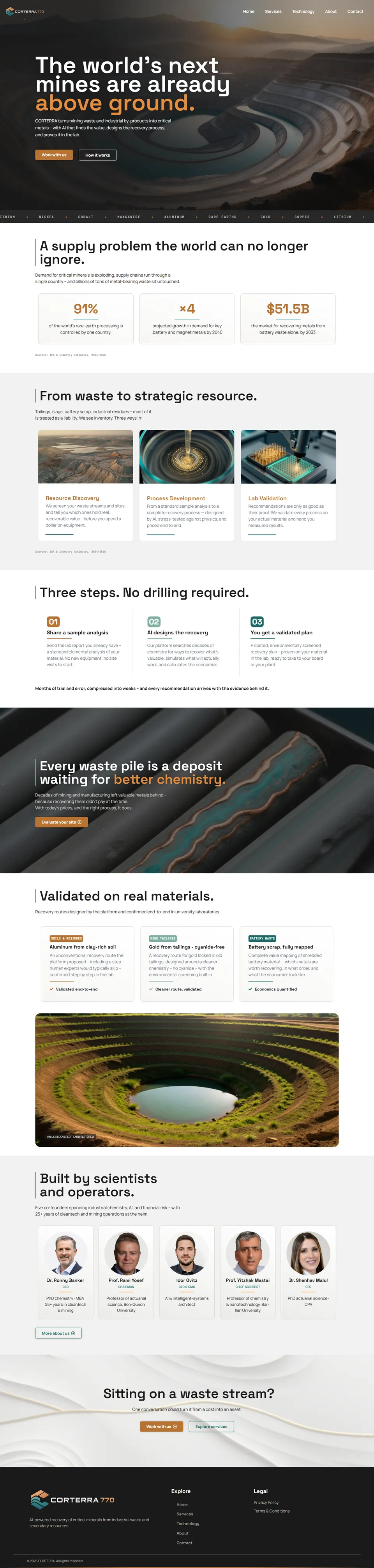 Screenshot of the CORTERRA 770 website